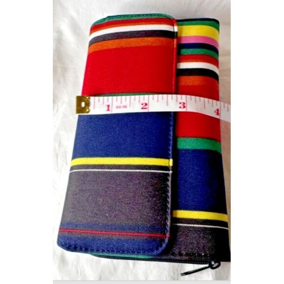 Stripe Multicolor Shoulder Bag 11x7x3 Zipper Close Inner Pockets Matching Wallet - Picture 13 of 16